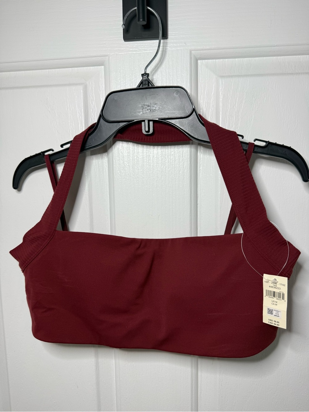 Women's Ribbed Halter Sports Bralette in Deep Red